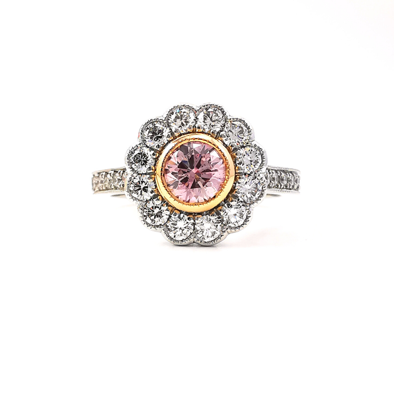 Argyle diamond flower cluster ring in rose gold and platinum, Melbourne Australia