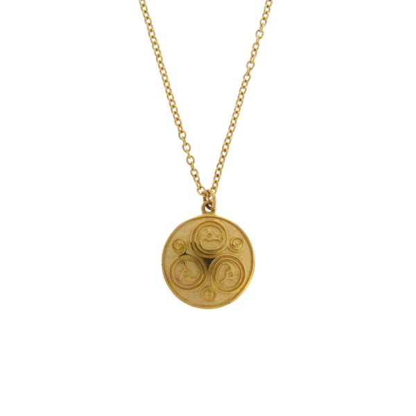 Birdshead spiral pattern celtic inspired yellow gold handcrafted pendant, jewellery, Melbourne, Australia