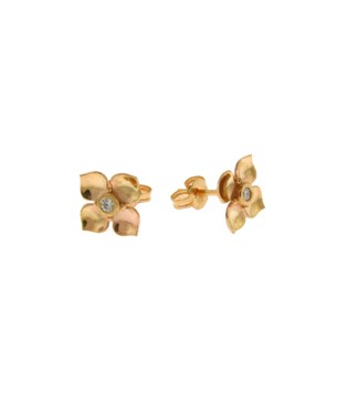 Boronia flower inspired gold stud earrings with diamond centres, Australian inspired, flower earrings, Australiana, nature inspired, native Australia flower, garden lovers, jewellery online, gifts for girls, gifts for her, handcrafted jewellery, Elth