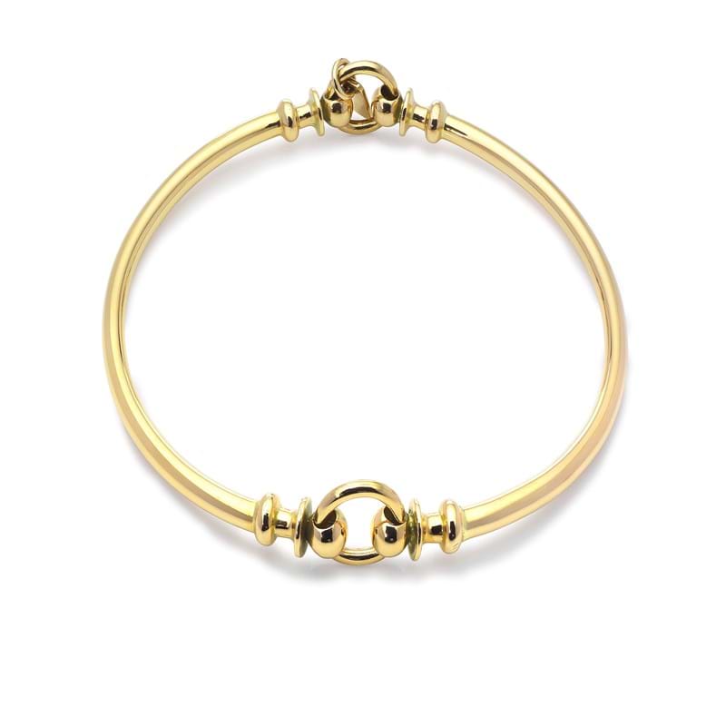 Thistle link handcrafted solid everyday jewellery bangle, yellow gold, Melbourne Australia