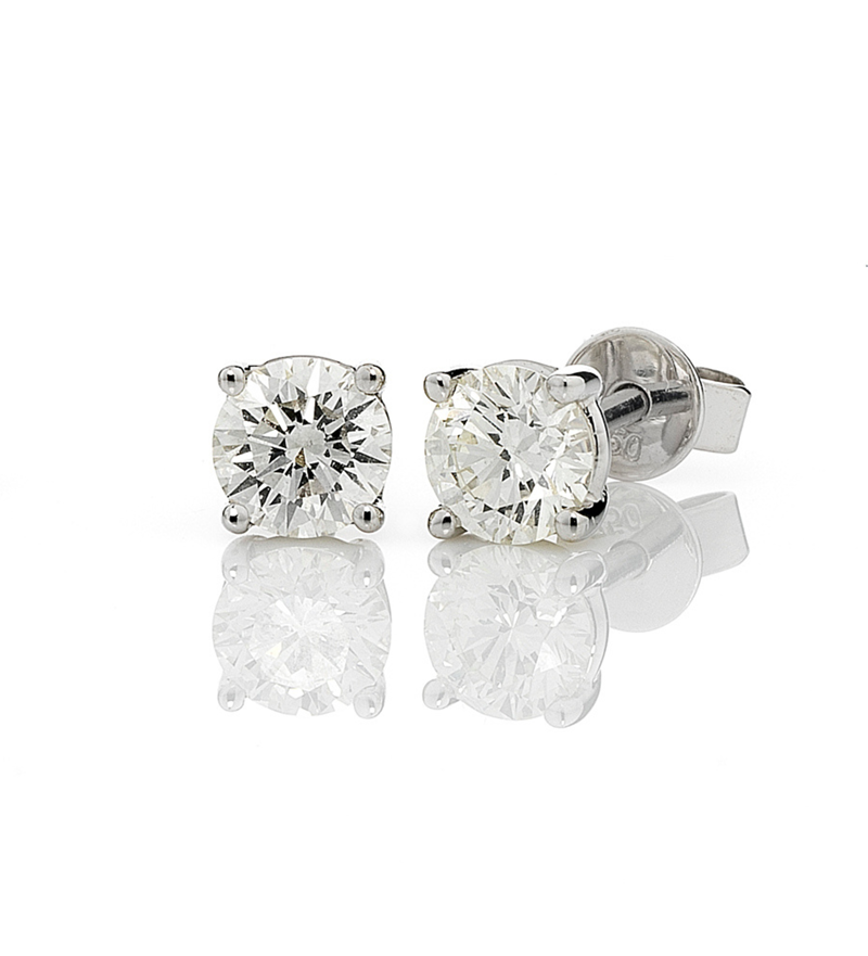 White gold claw set diamond stud earrings, Melbourne Australia