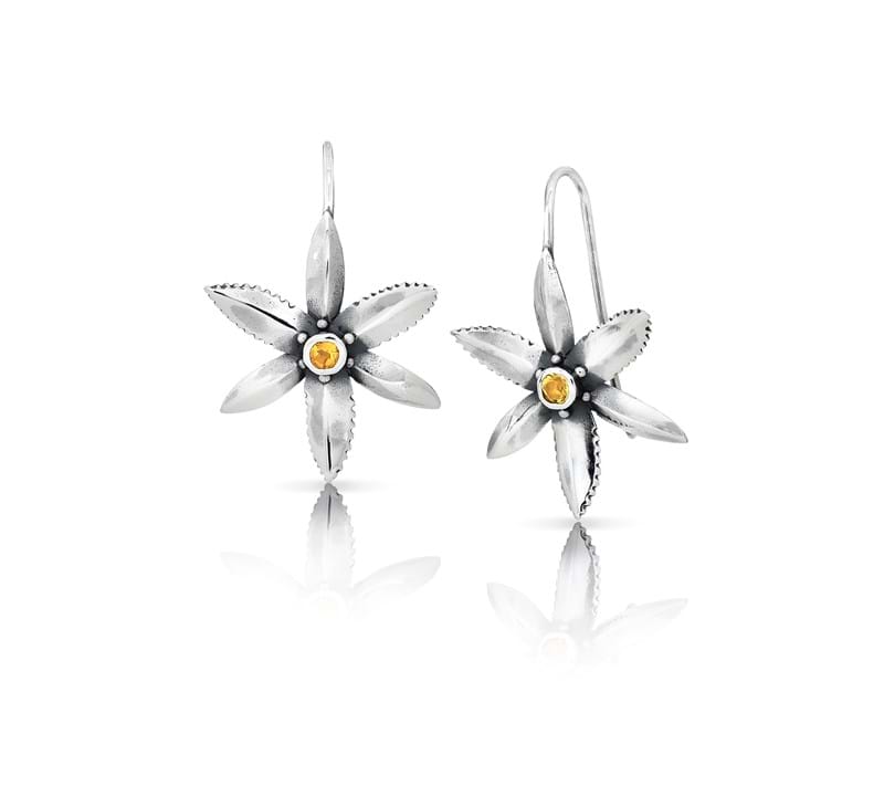 Chocolate lily design flower earrings with citrine, Eltham, Melbourne, Australi