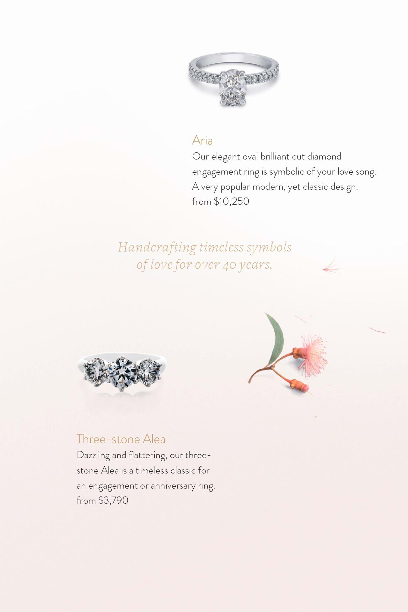 Diamond engagement rings, oval diamond, three stone ring, Melbourne Australia