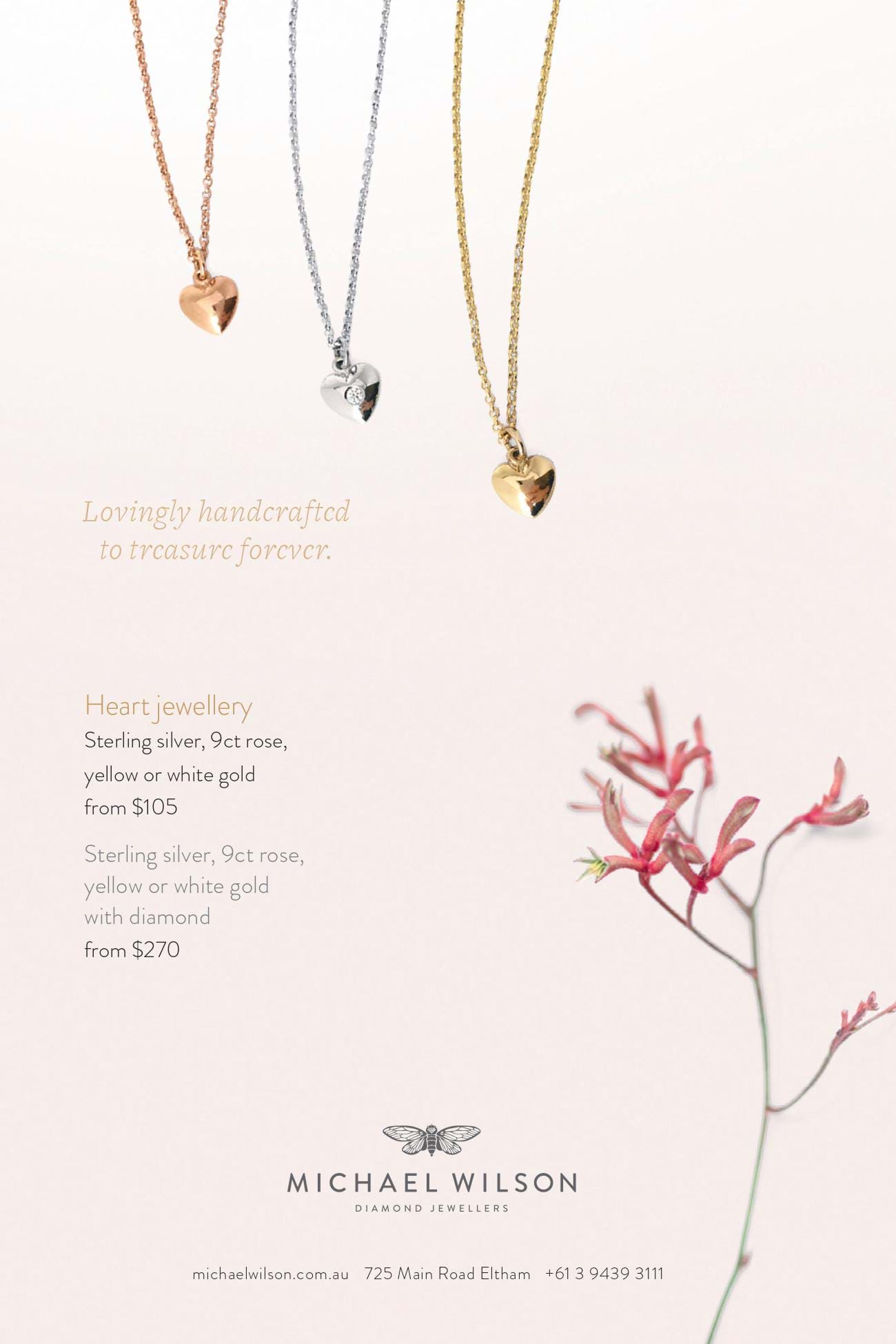 Heart pendants, everyday jewellery, Melbourne Australia