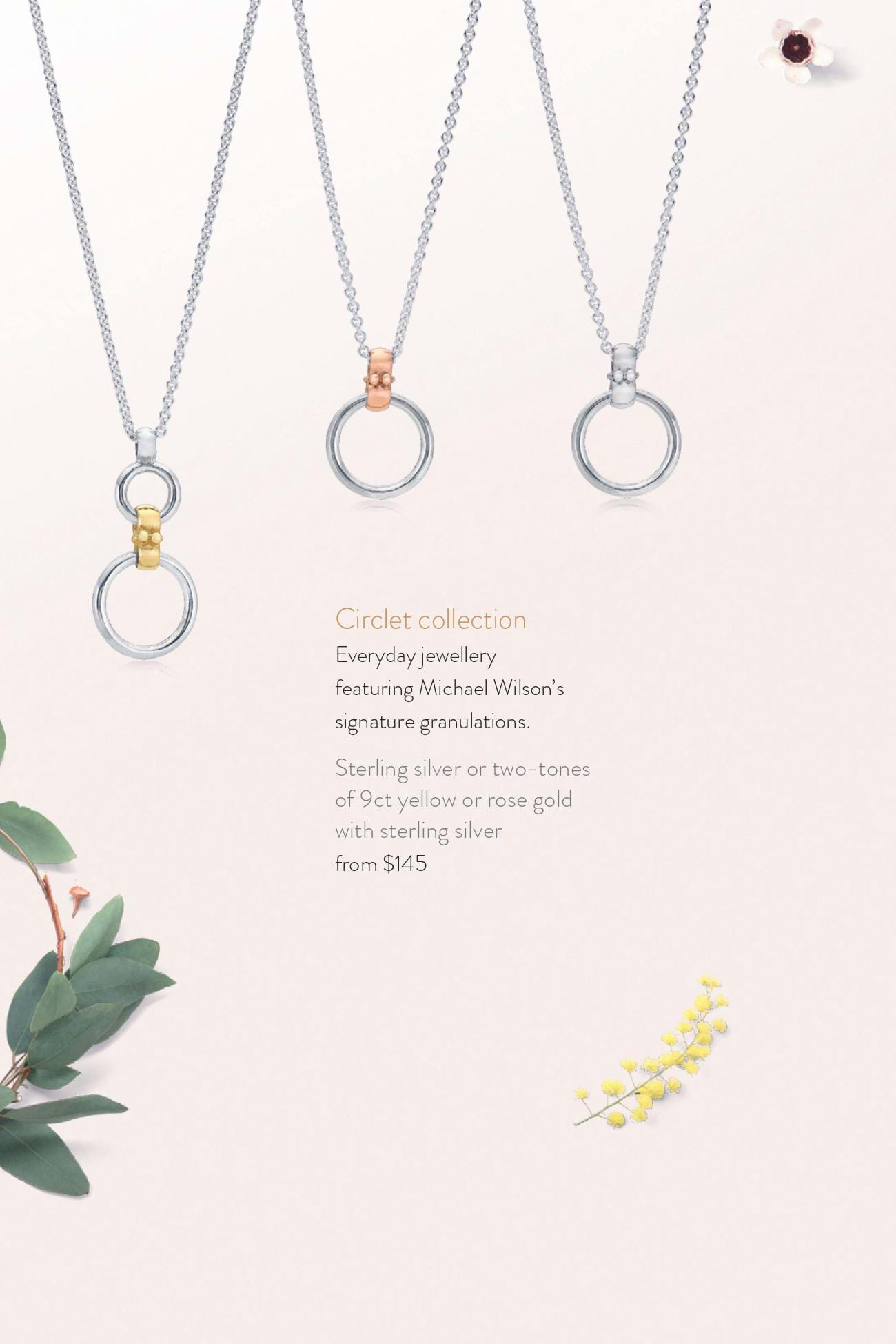 Circlet pendants, circle two-tone pendants, Melbourne Australia