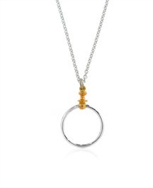 Handcrafted loop circle pendant, two-tone jewellery, buy jewellery online, Eltham jeweller, Melbourne, Australia