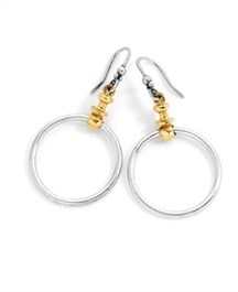 Hoop earrings, handcrafted, two-tone, buy jewellery online, everyday jewellery