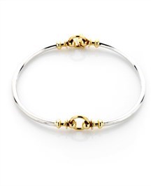 Thistle Link Bangle - Sterling Silver and 18ct Yellow Gold