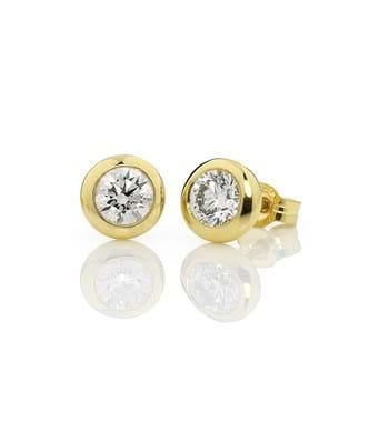 Diamond bezel set stud earrings, white gold, high quality diamonds, 1.00ct weight, everyday diamonds, jewellery, jewellery store online, bridal jewellery, bridal accessories, gifts for women, gifts for me, Eltham jeweller, Melbourne, Australia