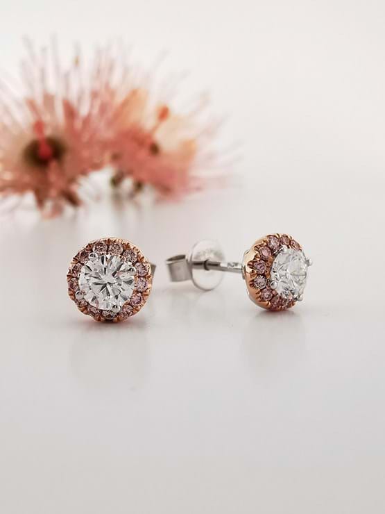 pink argyle diamond stud earrings