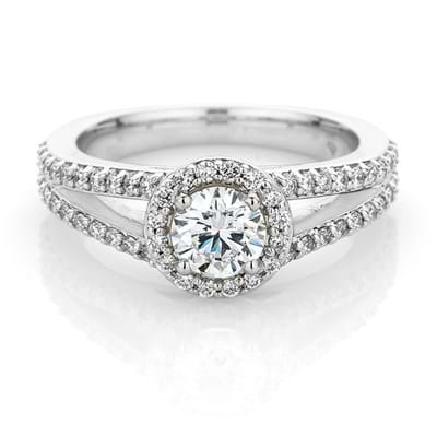 Split band halo diamond ring, Melbourne Australia
