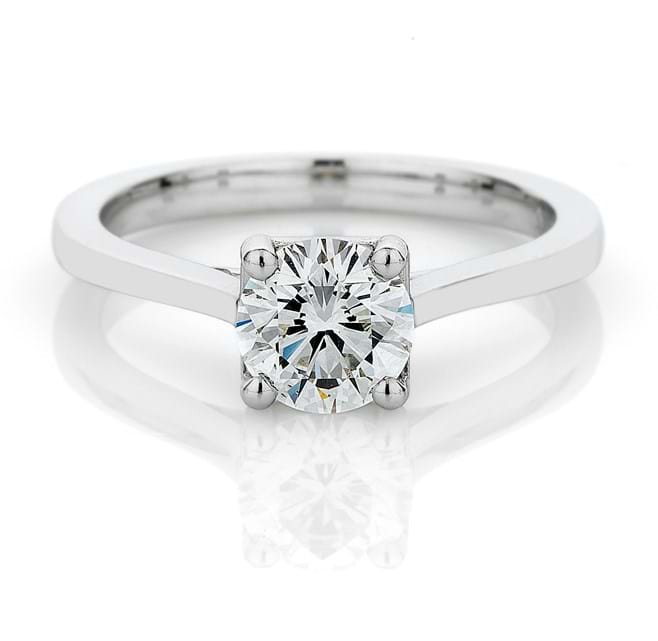 Amara four claw brilliant cut diamond solitaire engagement ring in white gold, handcrafted, Eltham, Melbourne, Australia