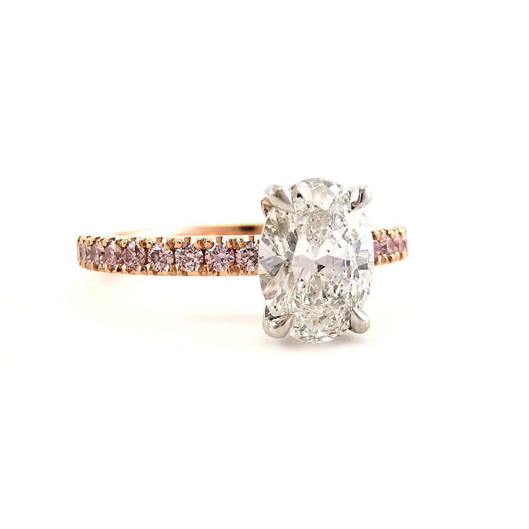 Rare Argyle pink diamond ring, diamond engagement ring, solitaire rings, Melbourne Australia, Eltham jeweller, coloured diamonds, engagement ring designs, oval diamond, popular ring styles, pop the question