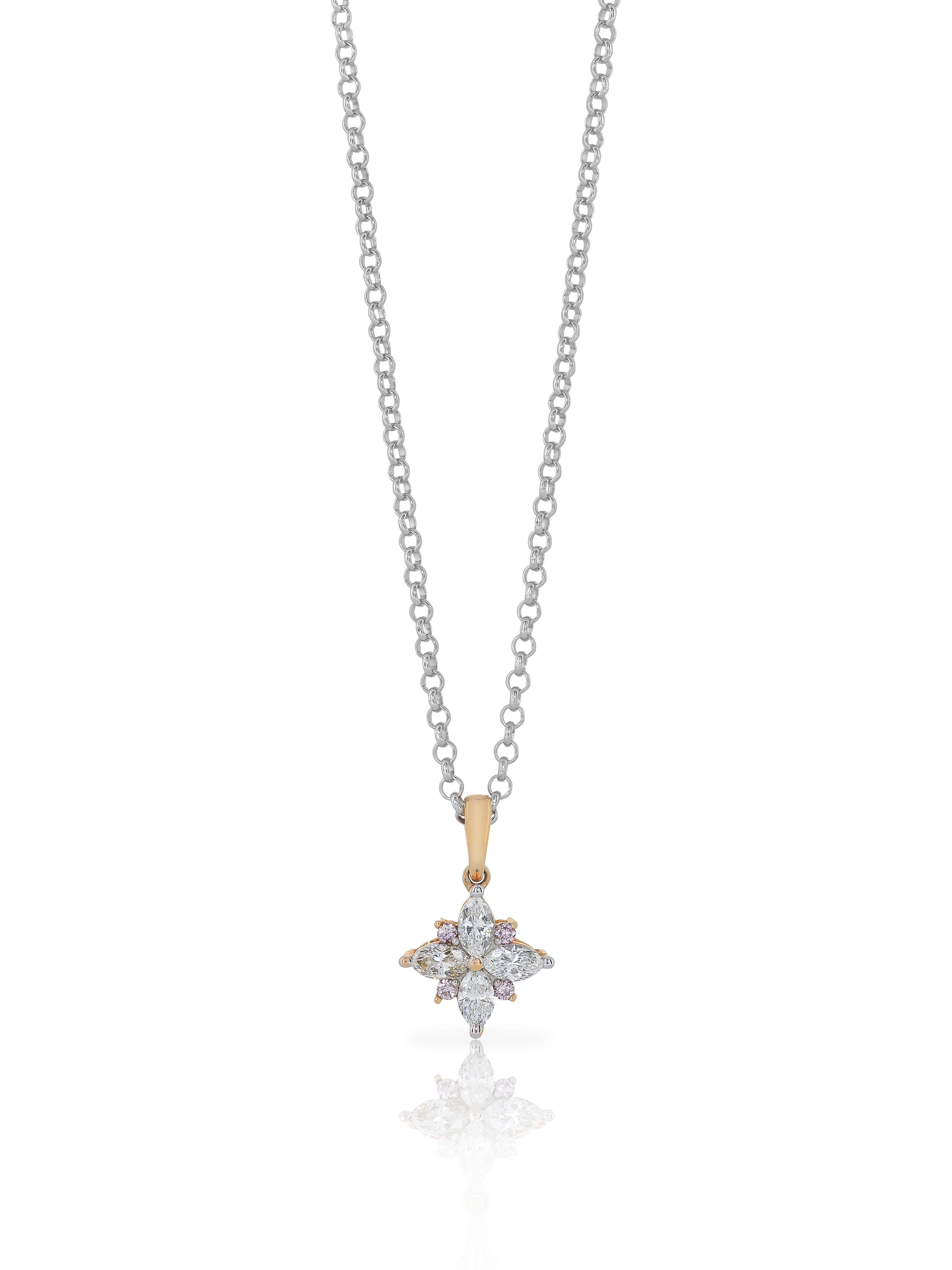 Argyle pink diamond blossom design pendant, Valentine's Day gifts for wives, valentine's gifts for her, gifts for her