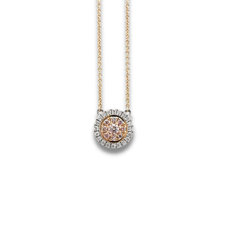 Argyle pink diamond cluster halo necklace, Eltham, Melbourne, Australia