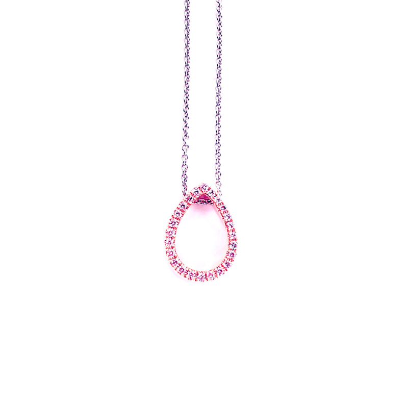 Argyle pink diamond pear drop pendant in rose gold with white gold chain, Melbourne Australia, Eltham jeweller