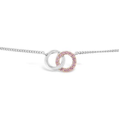 Double Circlet Pendant With Argyle pink diamonds in white gold and rose gold, pendant, Melbourne Australia