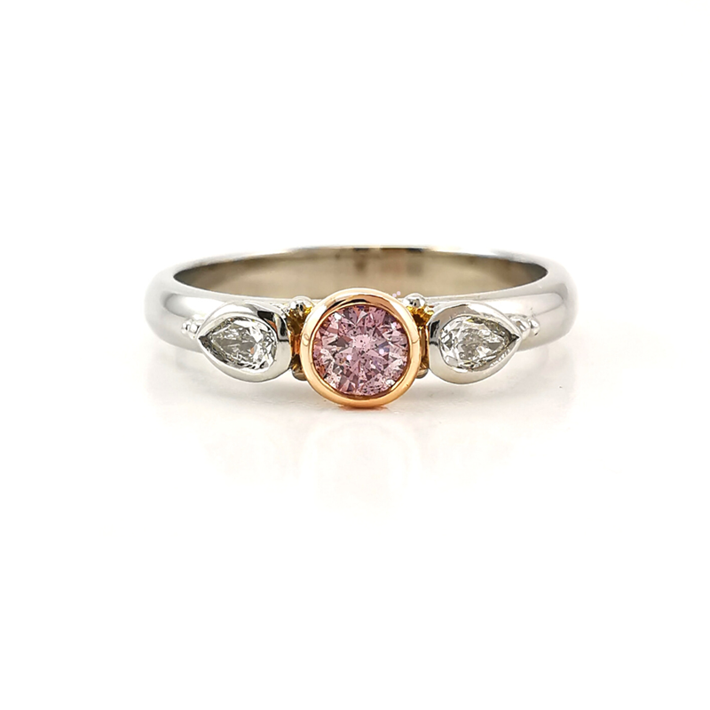Argyle pink diamond trilogy three stone ring, rare pink diamonds, beautiful rings, Eltham jewellers, Melbourne, Eltham jewellers, rare coloured diamonds, dainty rings, feminine rings, diamond rings, engagement ring ideas, handcrafted rings, buy rings