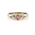 Argyle pink diamond engagement ring, centre round brilliant pink diamond, side pear diamonds, three stone trilogy ring, rose gold and white gold, Eltham jeweller, Melbourne, Australia