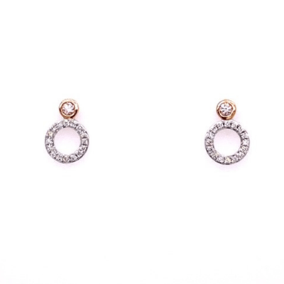 argyle pink diamond studs with circle drop white diamonds, rose gold and white gold earrings, Melbourne Australia