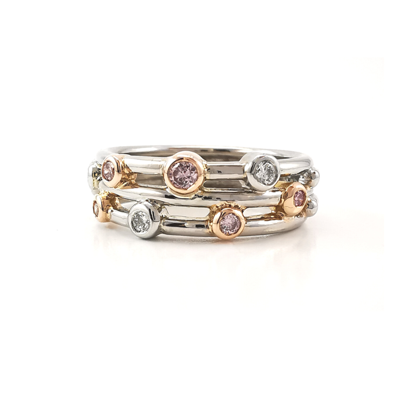 Wire ring pink Argyle diamonds, Melbourne, Eltham jeweller, Australia