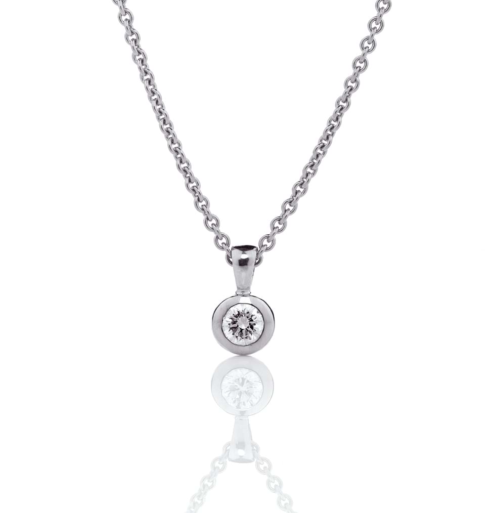 Bezel set diamond pendant, white gold, Melbourne Australia
