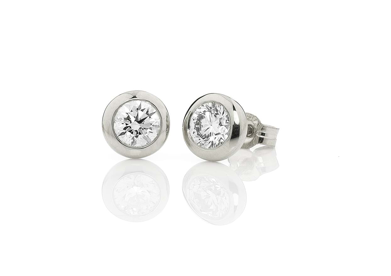 Bezel diamond stud earrings, everyday diamonds, Melbourne Australia, jewellery