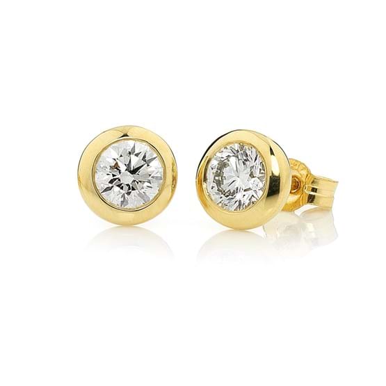 Yellow gold bezel set diamond stud earrings, gifts for her, Christmas shopping, shop online, jewellery store, Eltham, Melbourne