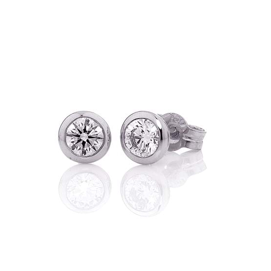 White gold bezel set diamond stud earrings, gifts for her, Christmas shopping, shop online, jewellery store, Eltham, Melbourne