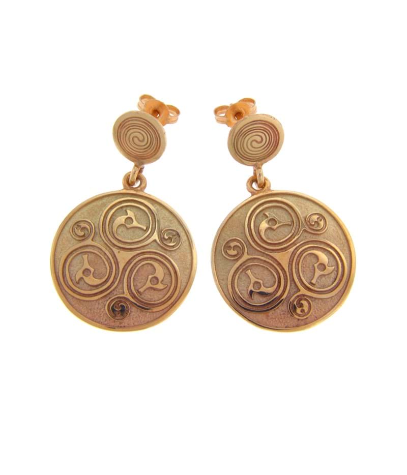 Celtic birdshead spiral earrings, jewellery, yellow gold