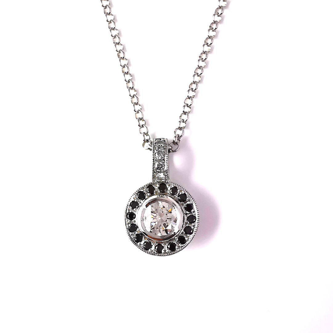 Black diamond halo pendant, Eltham, Melbourne Australia, everyday diamond jewellery