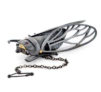 Black Prince Cicada Brooch
