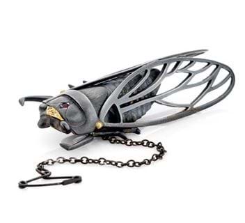 Black Prince Cicada Brooch