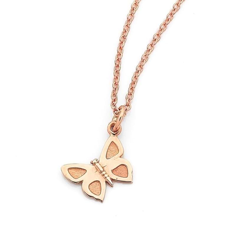 Eltham copper butterfly rose gold pendant charm on chain, jewellery, Australiana, souvenir, Melbourne, Australia