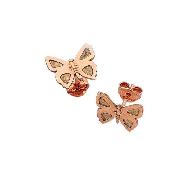 Eltham copper butterfly rose gold stud earrings, handcrafted jewellery, Melbourne Australia, Australiana, souvenirs