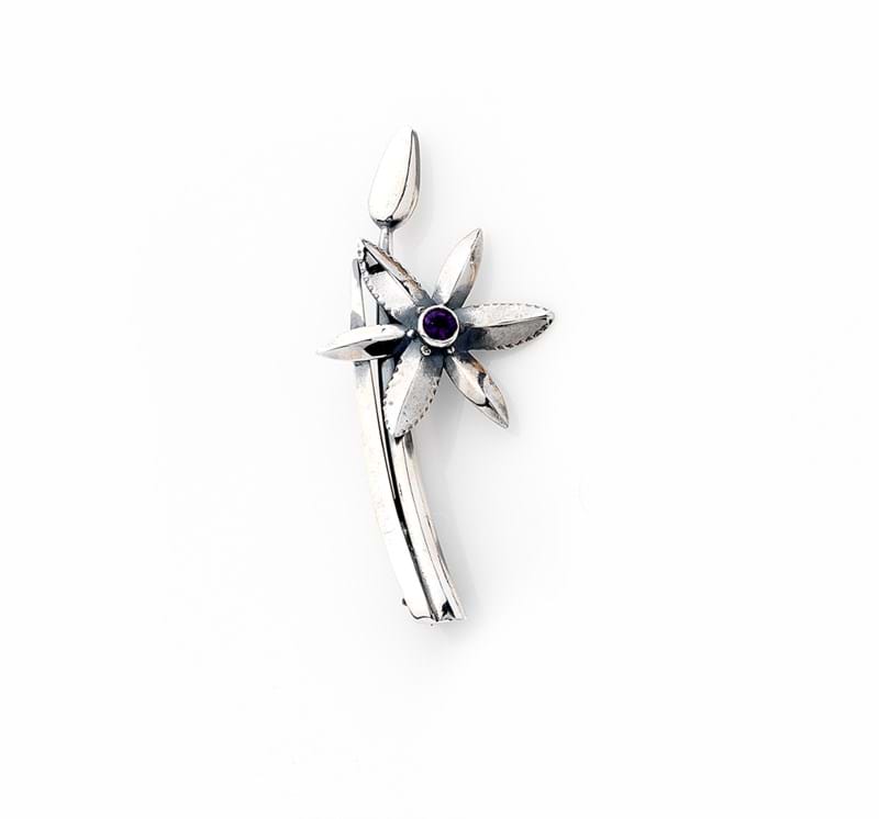 Chocolate lily brooch, sterling silver, native flower, handcrafted jewellery, amethyst, gemstone jewellery, winter jewellery, gifts for women, gifts for mothers, gifts for grandmothers