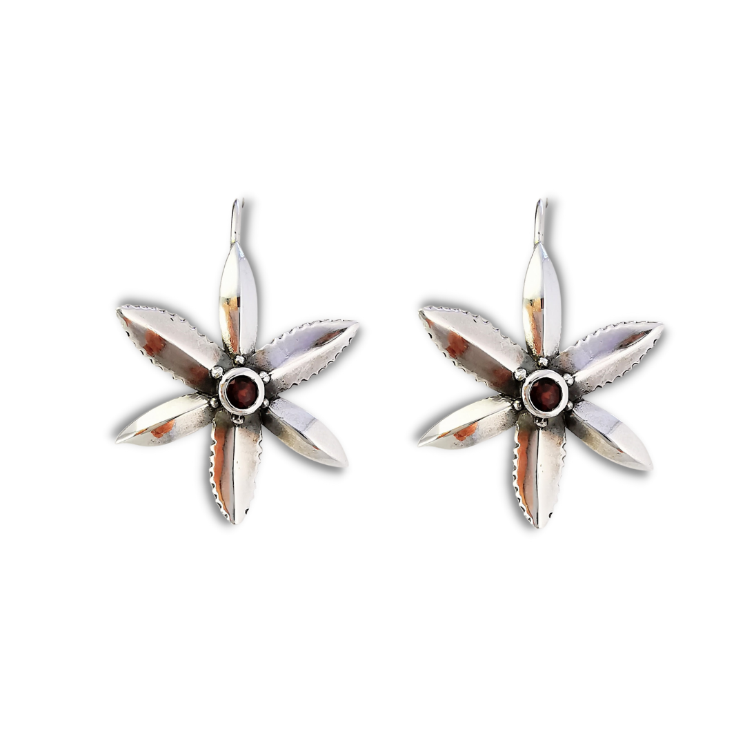 Chocolate lily, native Australian flower, sterling silver gemstone earrings, jewellery, shop online, Mother's Day gifts, guide guide, gifts for mothers, gift ideas for mums, handcrafted jewellery, Eltham jeweller, Melbourne, Australia, free shipping, garnet