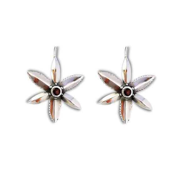 Chocolate lily, native Australian flower, sterling silver gemstone earrings, jewellery, shop online, Mother's Day gifts, guide guide, gifts for mothers, gift ideas for mums, handcrafted jewellery, Eltham jeweller, Melbourne, Australia, free shipping, garnet