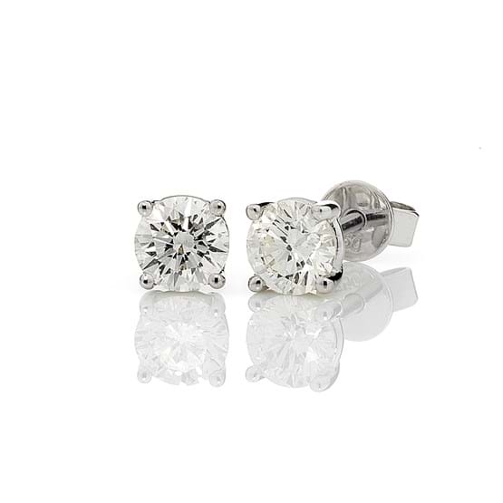 Claw set white gold diamond studs, Melbourne Australia
