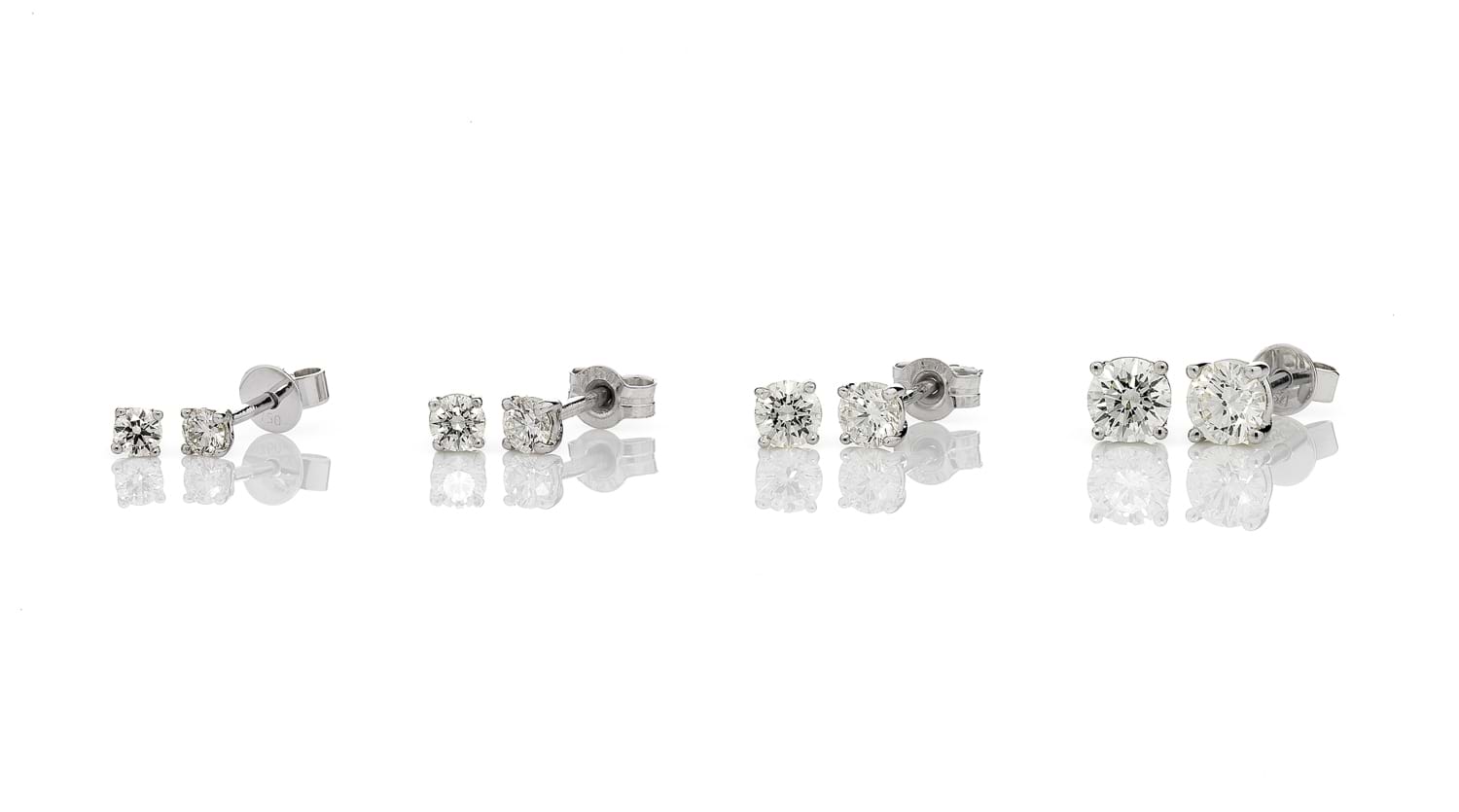 Diamond stud earrings, different sizes, diamond jewellery, Melbourne Australia