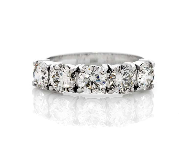Wide claw set diamond band, six stone diamond ring, brilliant round diamond ring, eternity rings, wedding anniversary ring, high quality diamonds, Eltham jeweller, Melbourne, Australia