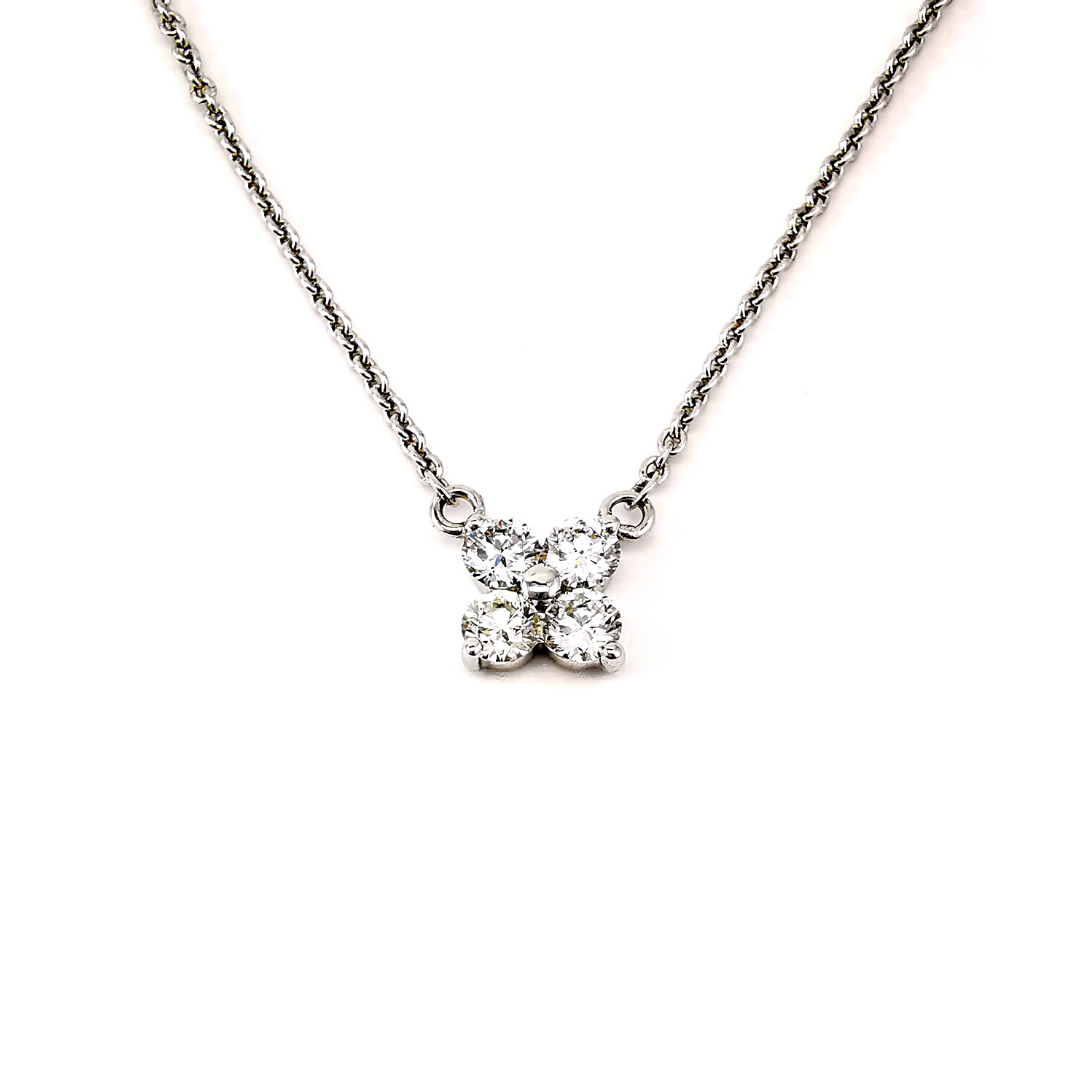 Flower design diamond four stone necklace, everyday diamonds, Melbourne Australia