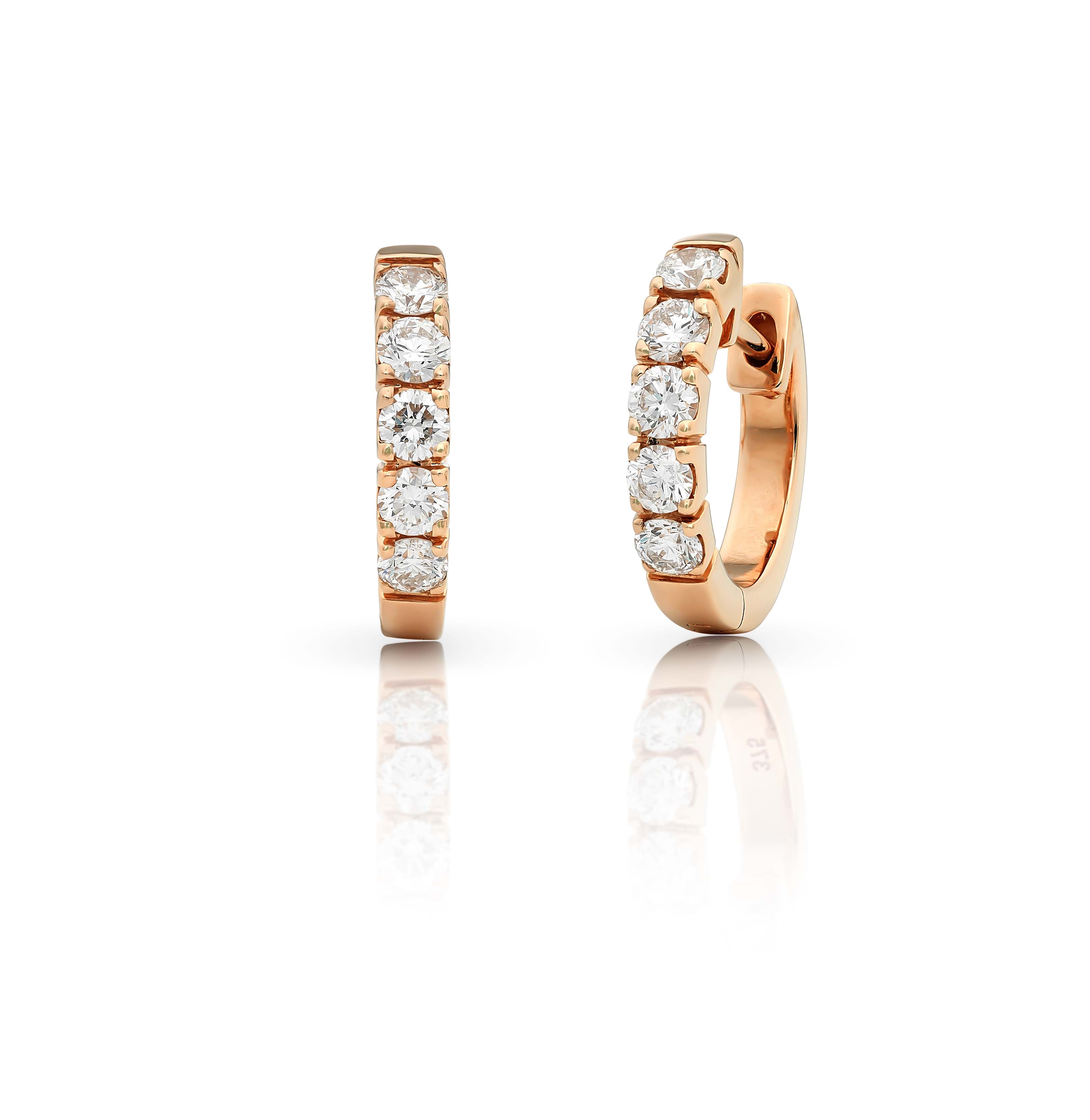 Brilliant diamond hoop huggies earrings, website online to buy jewellery, Melbourne jeweller, Eltham jeweller, Australia, rose gold hoop