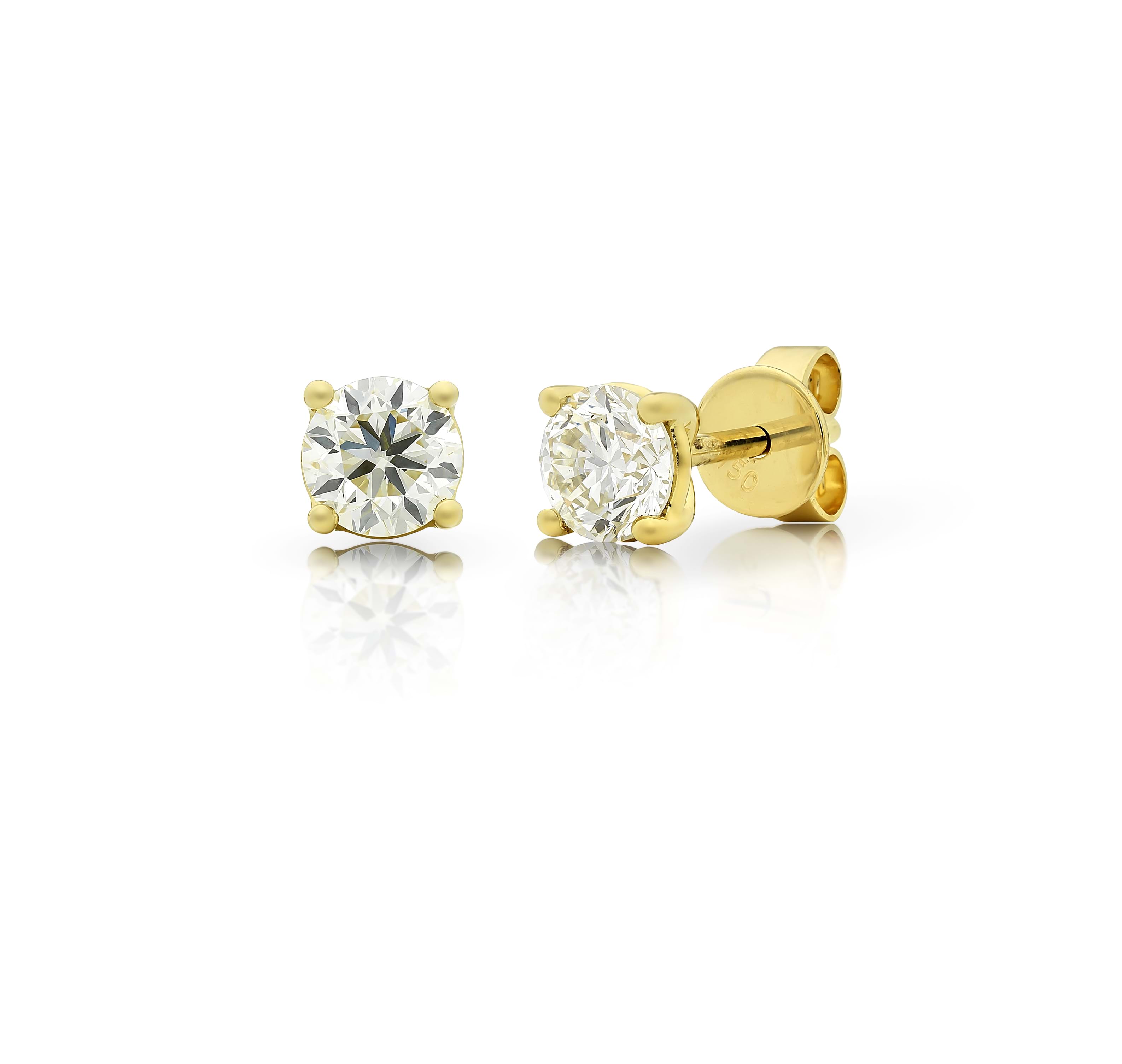 Yellow gold claw set diamond stud earrings, gifts for her, Christmas shopping, shop online, jewellery store, Eltham, Melbourne