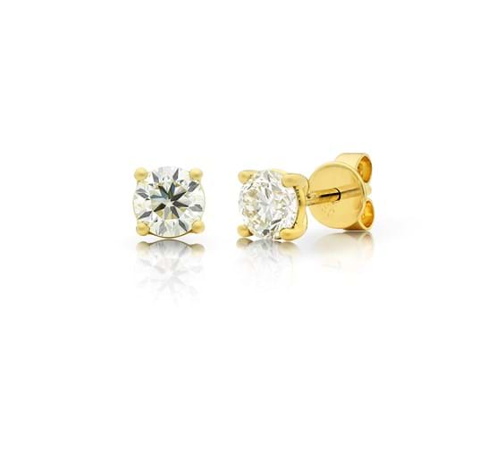 Yellow gold claw set diamond stud earrings, gifts for her, Christmas shopping, shop online, jewellery store, Eltham, Melbourne