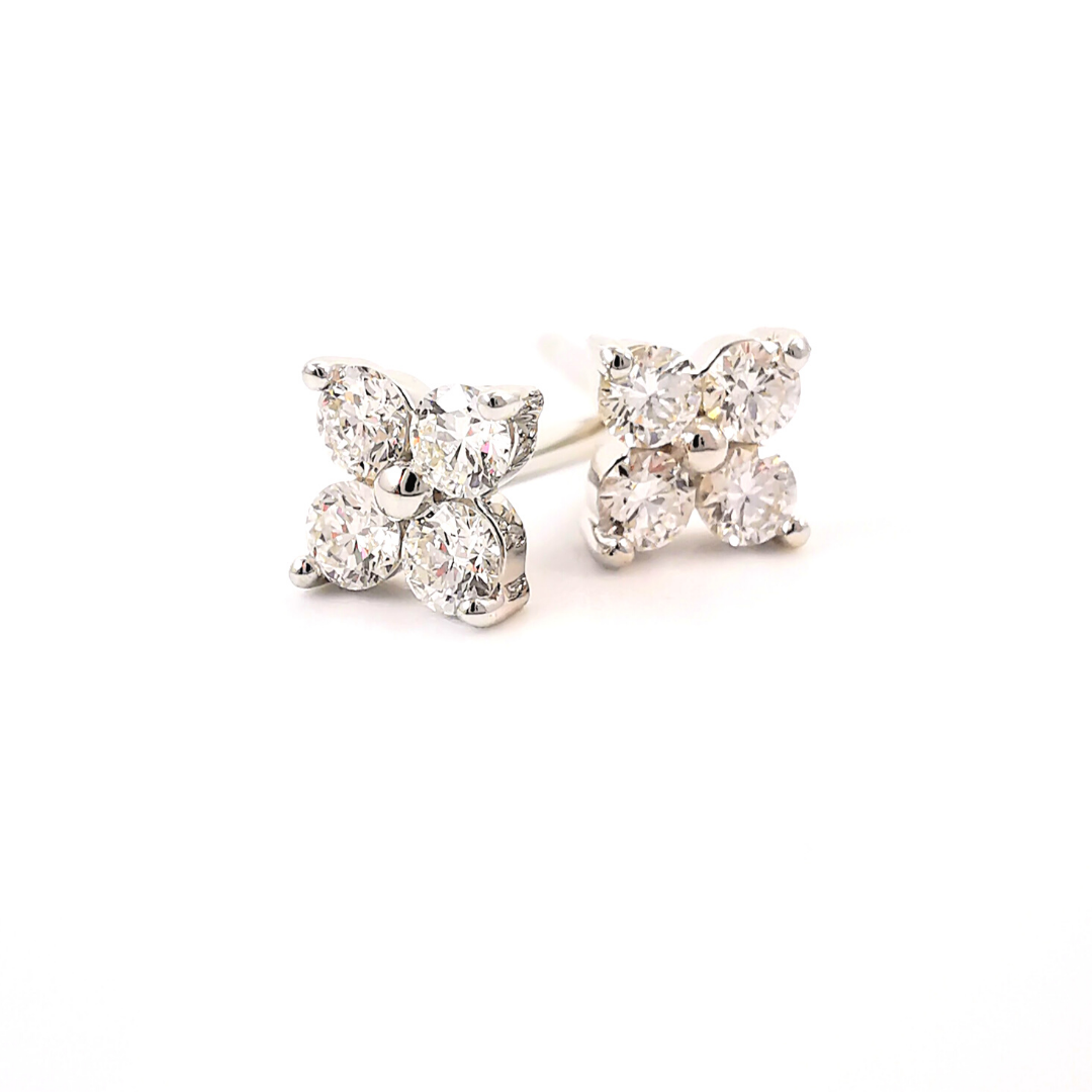 Dainty diamond flower stud earrings, 21st birthday presents, diamond jewellery, Melbourne Australia