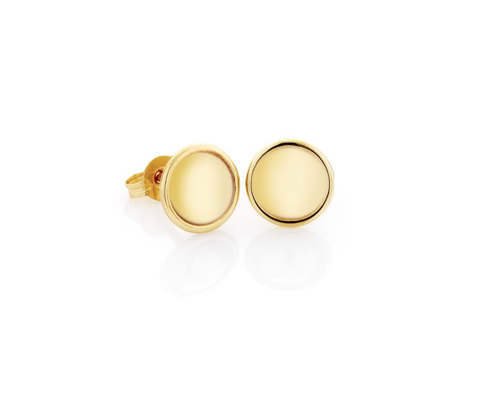 Yellow gold small dome stud earrings, everyday jewellery, Melbourne Australia