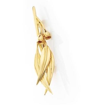 Gumleaf and Nut Brooch - 9ct Yellow Gold