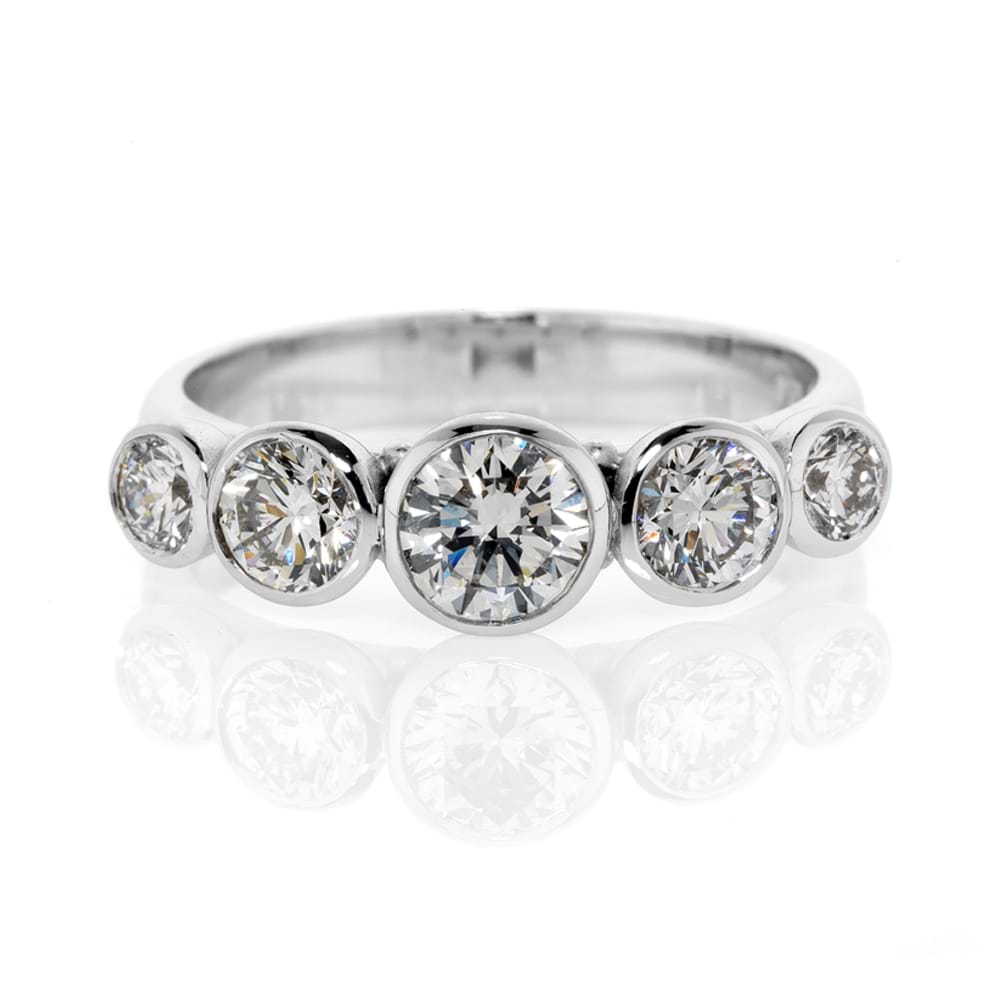 Five stone engagement ring, diamond rings, bezel set, Melbourne Australia