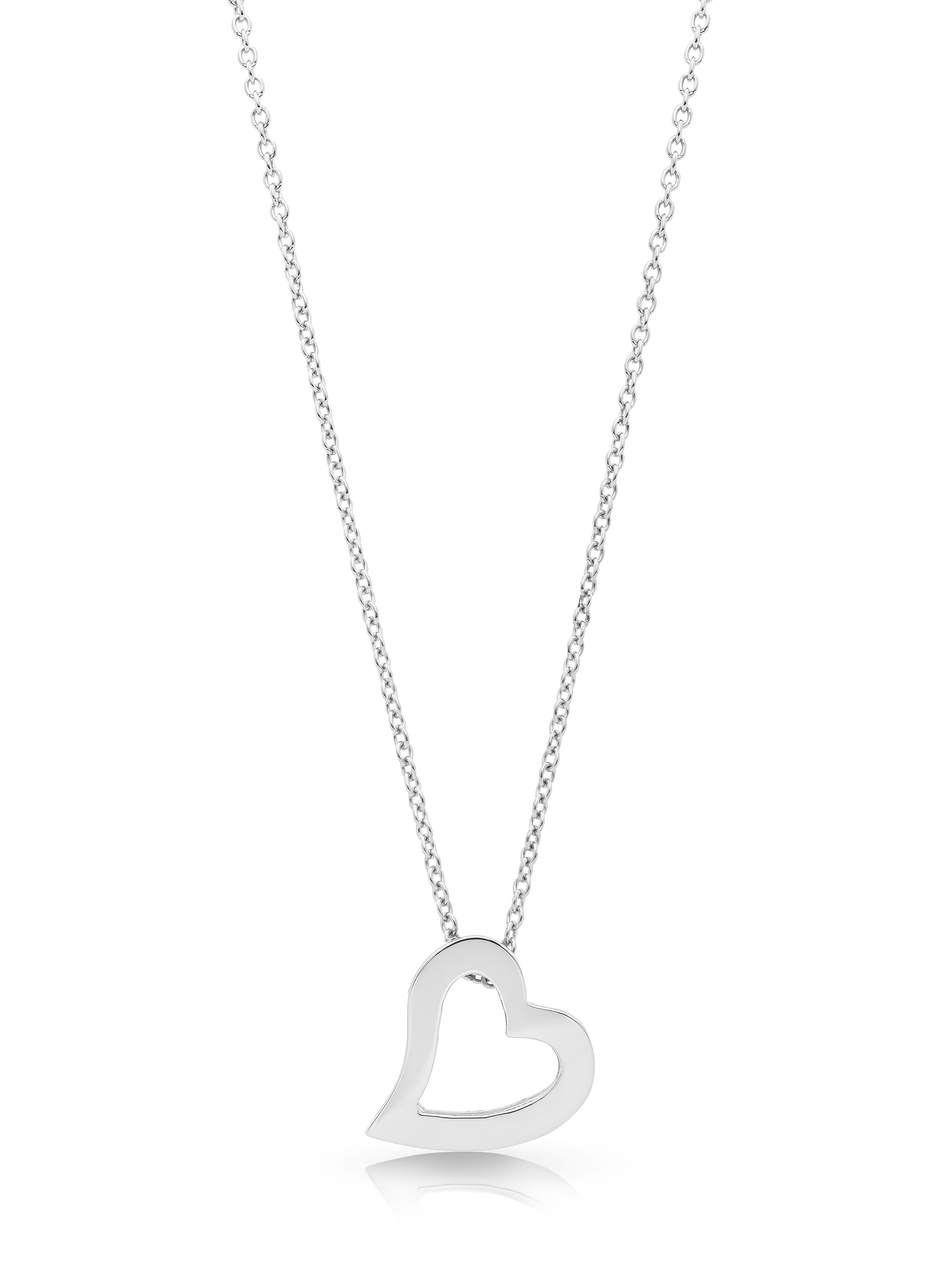 White gold heart charm pendant, open design, white gold jewellery, layering, Eltham jeweller, Melbourne, Australia